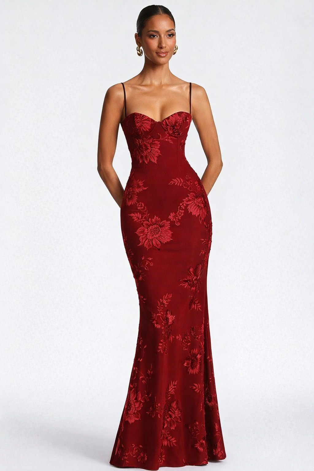 Luna Floral Lace Backless Maxi Dress