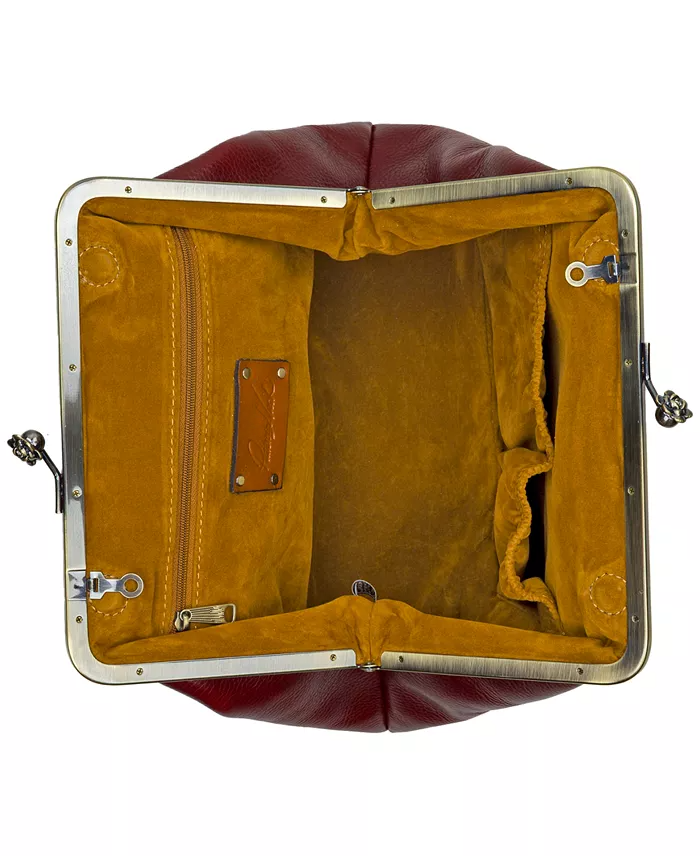 Borsa in pelle con chiusura a scatto vintage