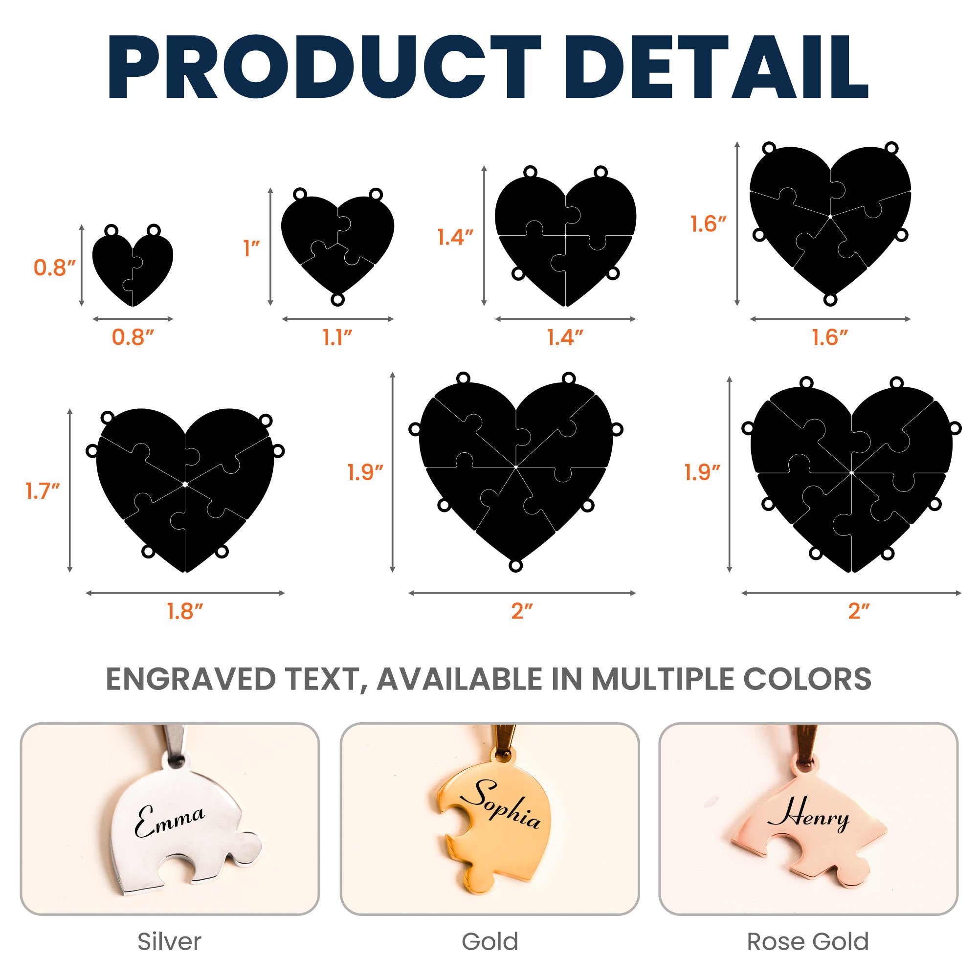 Friendship Puzzle Hearts - Personalized Heart Puzzle Name Necklace - Gift For Friend