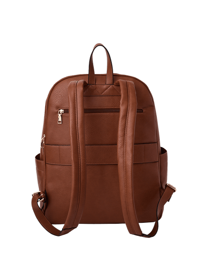 Brown leather backpack on a transparent background