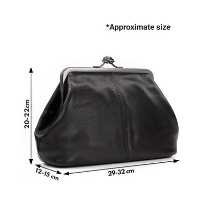 Borsa in pelle con chiusura a scatto vintage